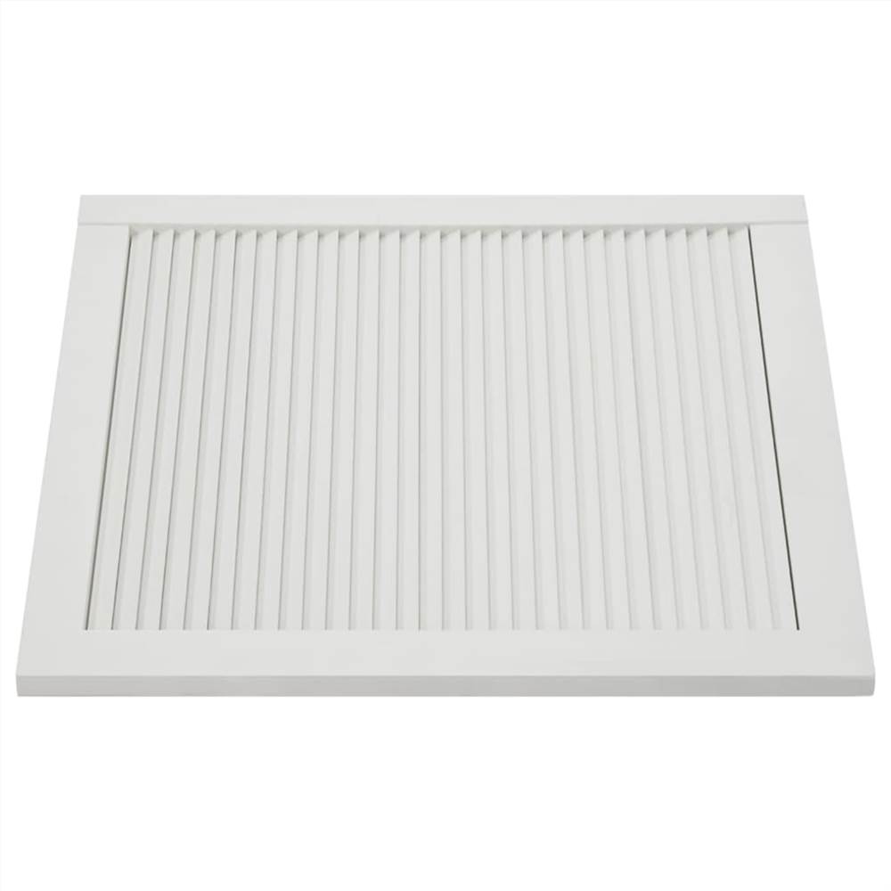 Louvred Door Solid Pine Wood White 61.5x59.4cm