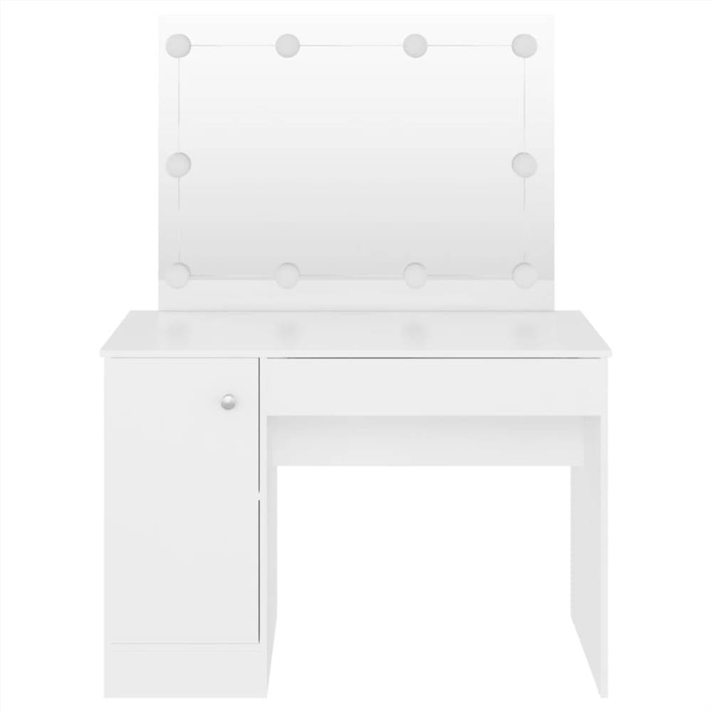 Makeup Table with LED Lights 110x55x145 cm MDF White