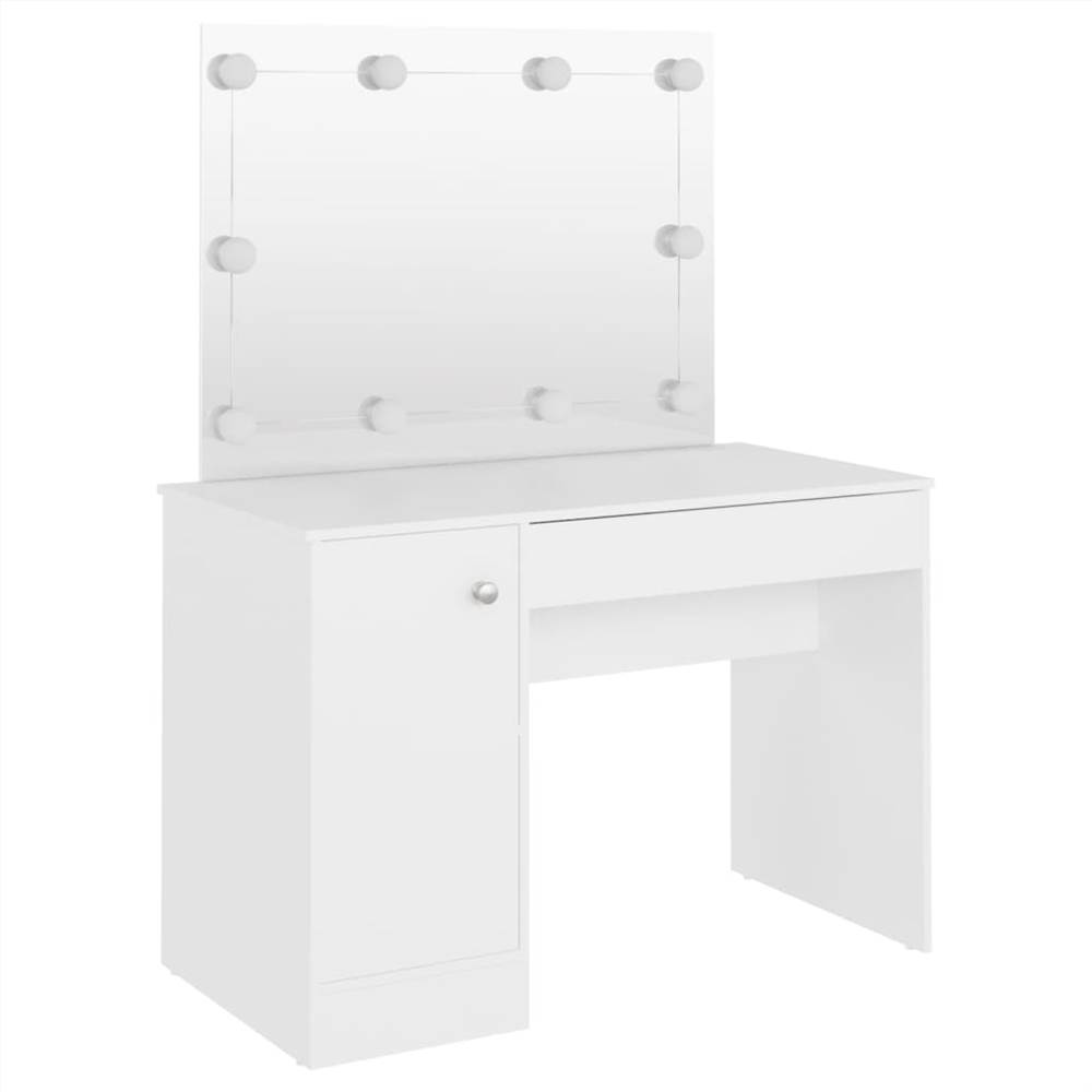 Makeup Table with LED Lights 110x55x145 cm MDF White