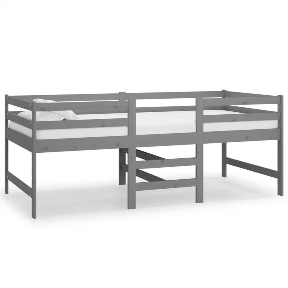 Mid-high Bed Grey Solid Pinewood 90x200 cm