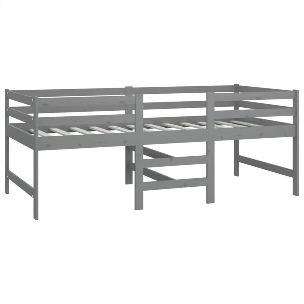 Mid-high Bed Grey Solid Pinewood 90x200 cm