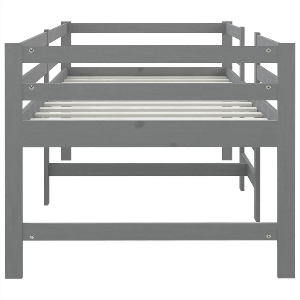 Mid-high Bed Grey Solid Pinewood 90x200 cm