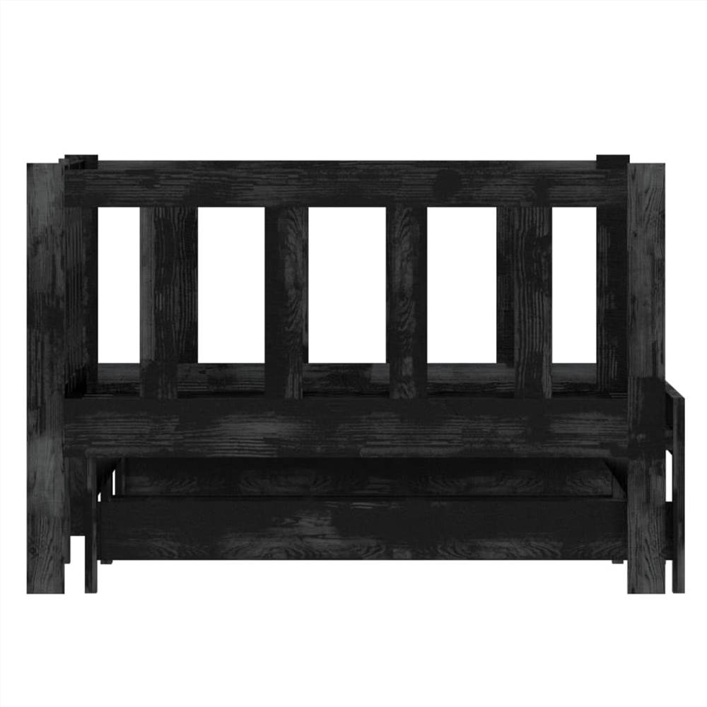 Pull-out Day Bed Black Solid Pinewood 2x
