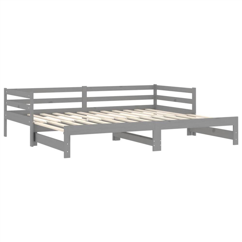 Pull-out Day Bed Grey Solid Pinewood 2x