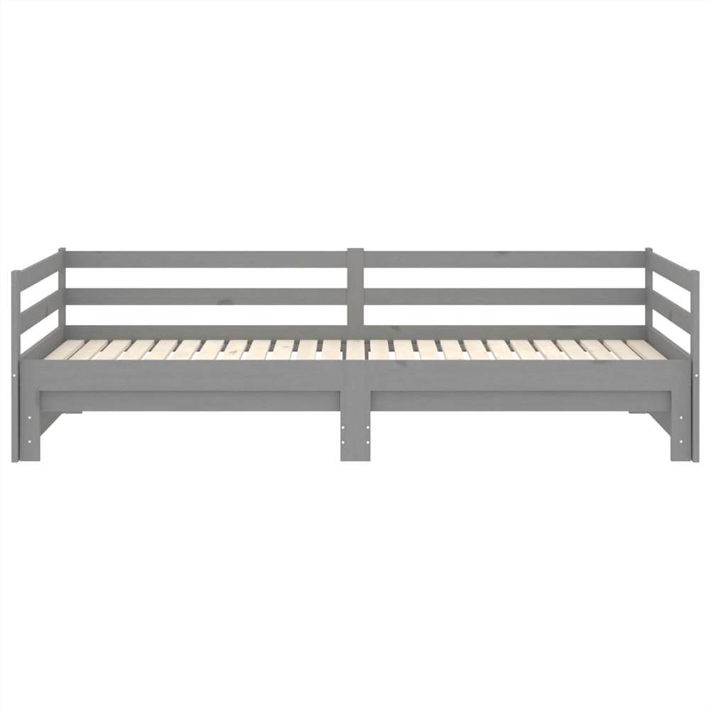 Pull-out Day Bed Grey Solid Pinewood 2x