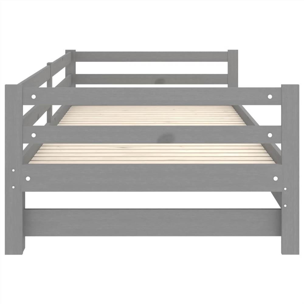 Pull-out Day Bed Grey Solid Pinewood 2x