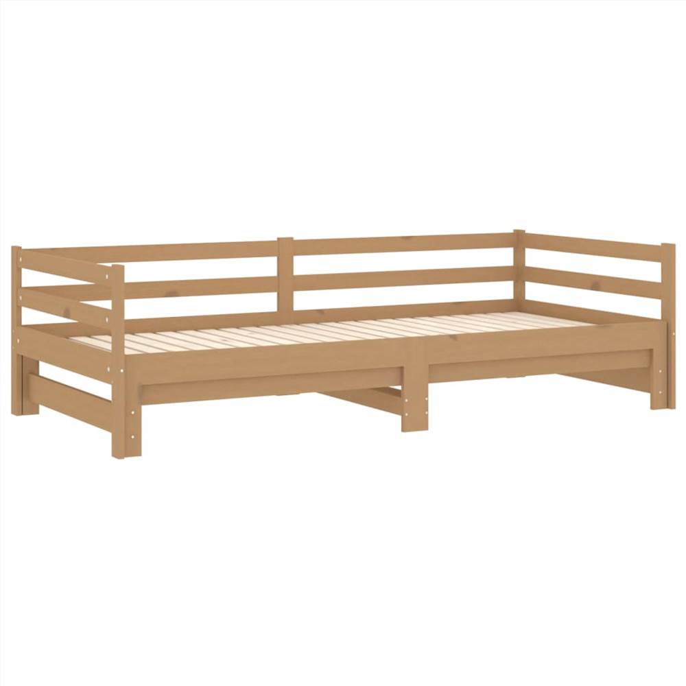 Pull-out Day Bed Honey Brown Solid Pinewood 2x