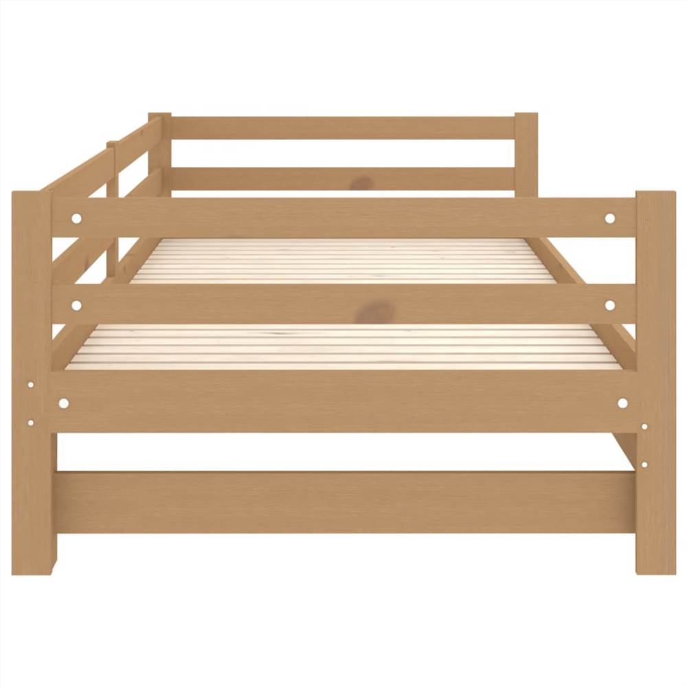 Pull-out Day Bed Honey Brown Solid Pinewood 2x