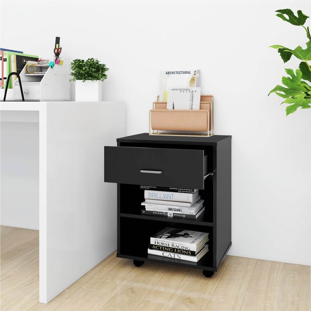 Rolling Cabinet Black 46x36x59 cm Chipboard