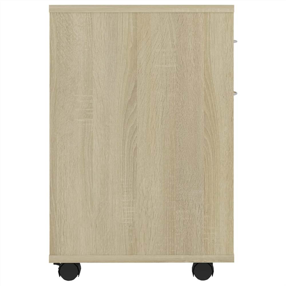 Rolling Cabinet White&Sonoma Oak 45x38x54 cm Chipboard
