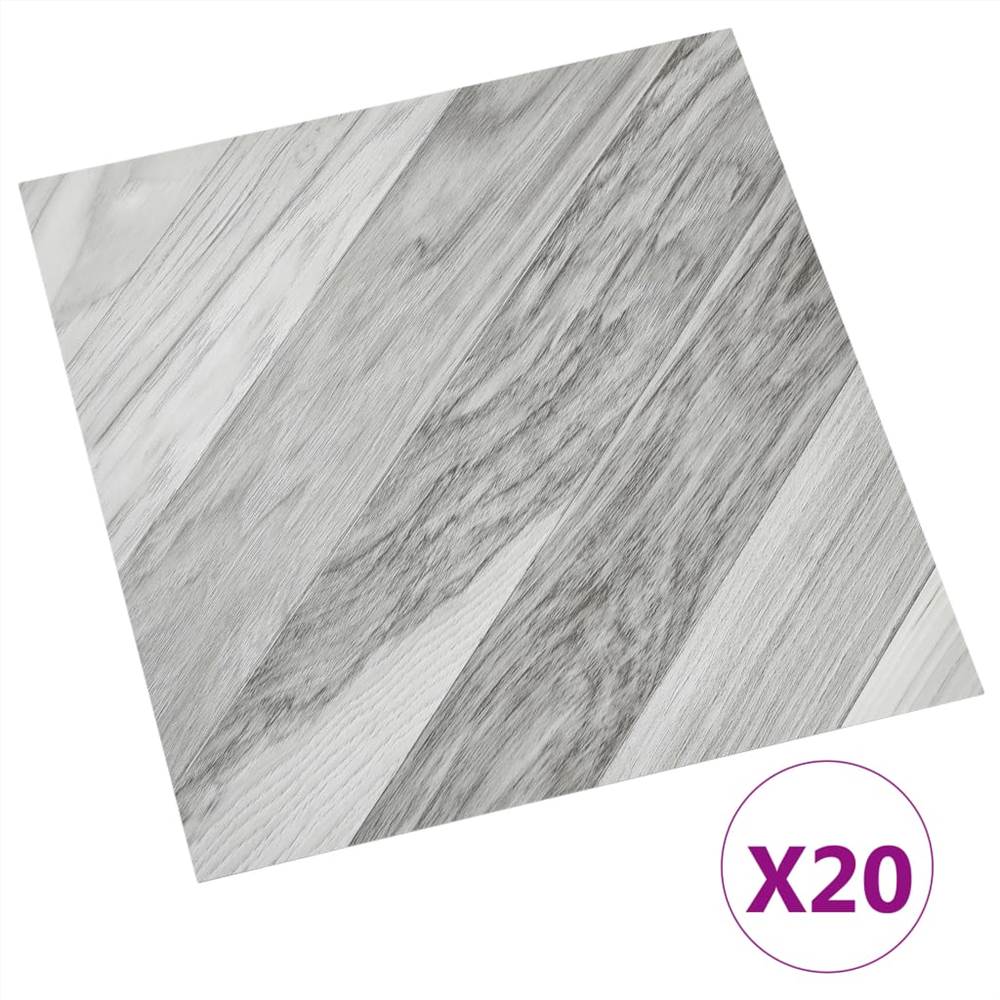 Self-adhesive Flooring Planks 20 pcs PVC 1.86 m² Grey Striped