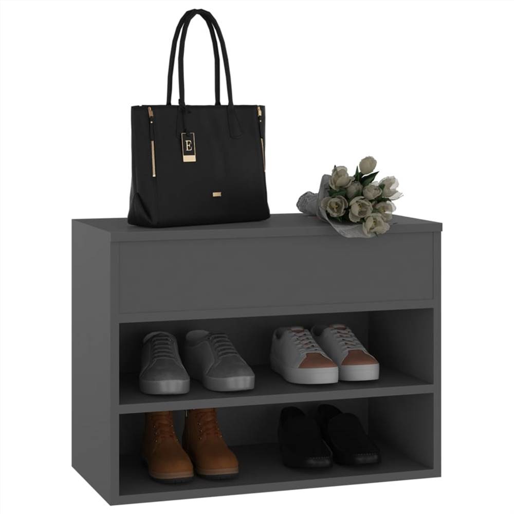 Shoe Bench Grey 60x30x45 cm Chipboard