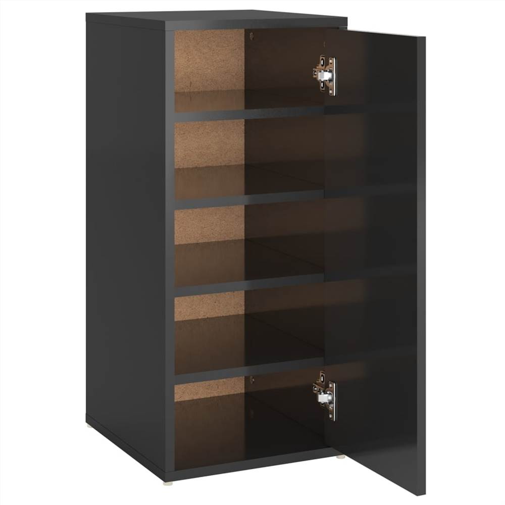 Shoe Cabinet High Gloss Black 32x35x70 cm Chipboard