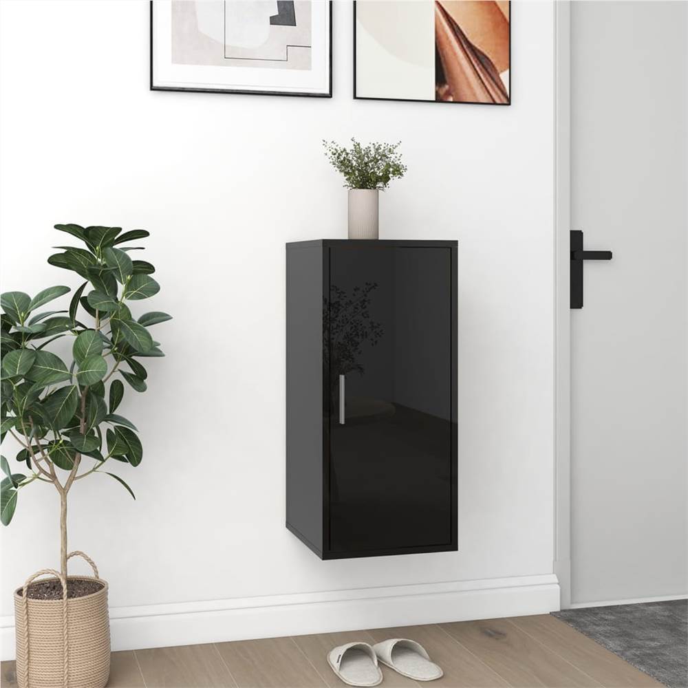 Shoe Cabinet High Gloss Black 32x35x70 cm Chipboard