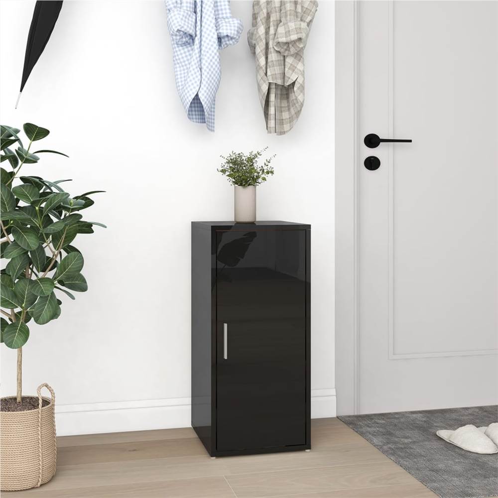 Shoe Cabinet High Gloss Black 32x35x70 cm Chipboard