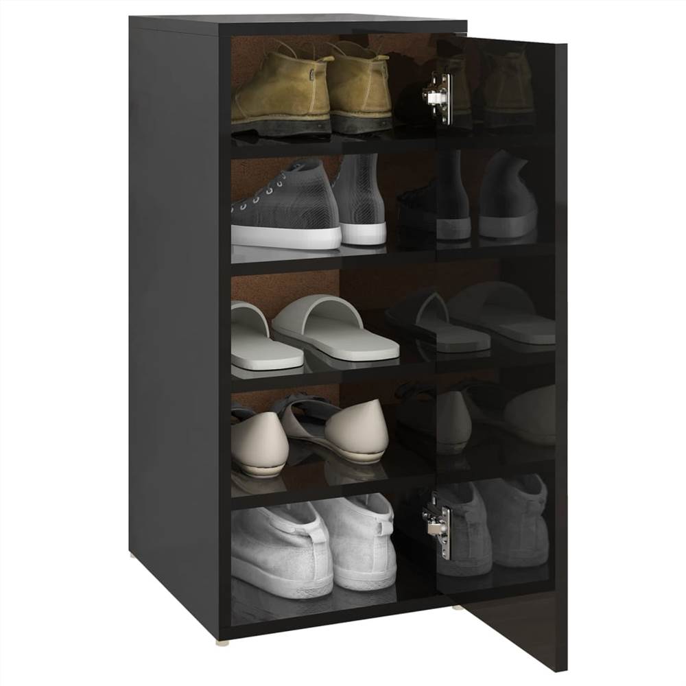 Shoe Cabinet High Gloss Black 32x35x70 cm Chipboard