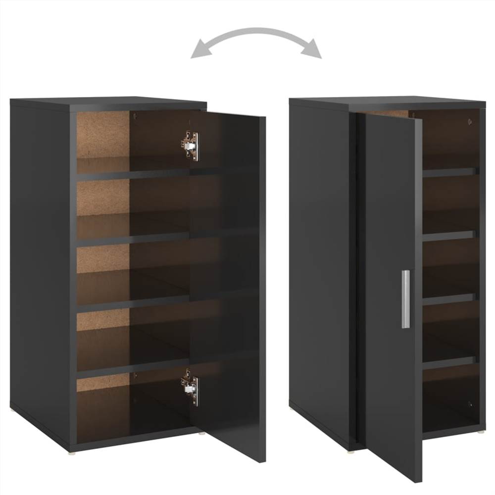 Shoe Cabinet High Gloss Black 32x35x70 cm Chipboard