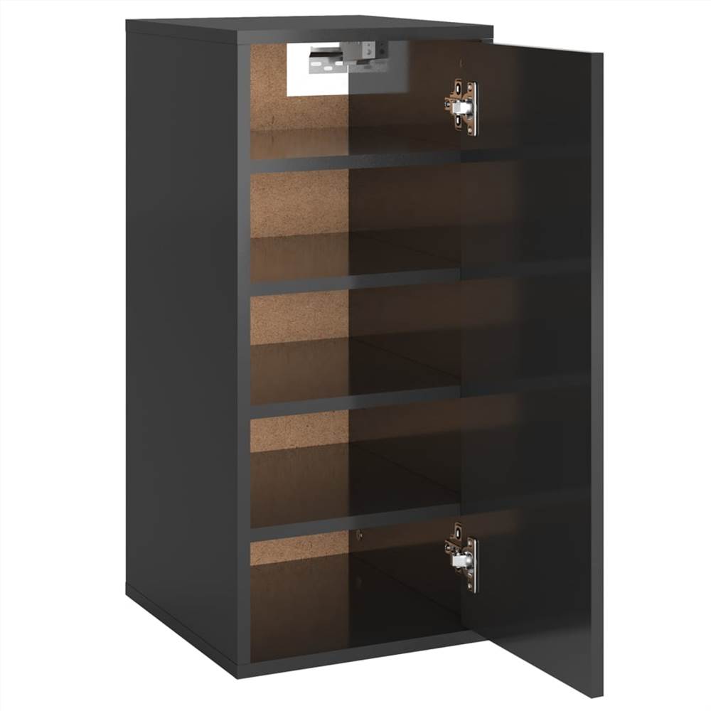 Shoe Cabinet High Gloss Black 32x35x70 cm Chipboard