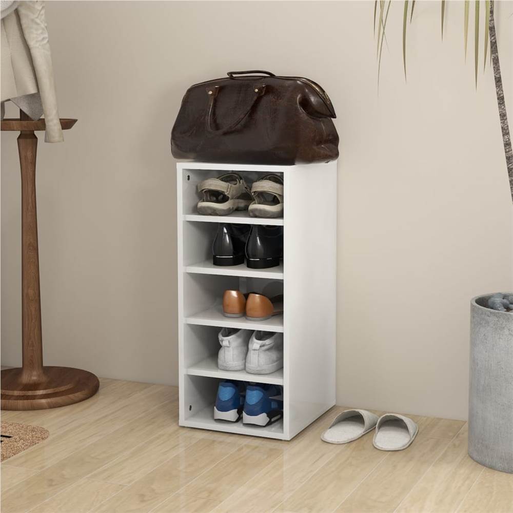 Shoe Cabinet High Gloss White 31.5x35x70 cm Chipboard