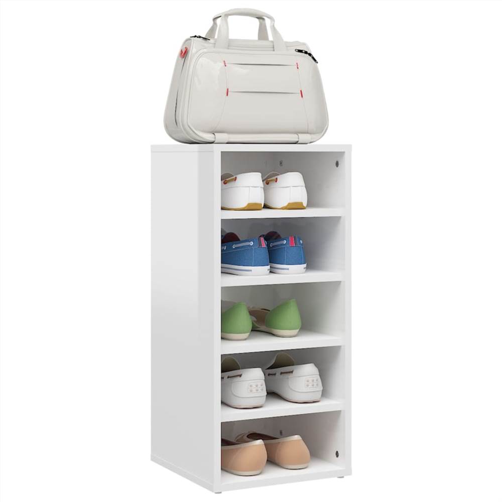 Shoe Cabinet High Gloss White 31.5x35x70 cm Chipboard