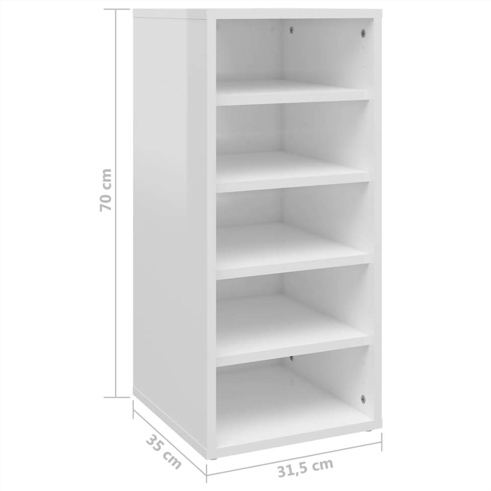 Shoe Cabinet High Gloss White 31.5x35x70 cm Chipboard