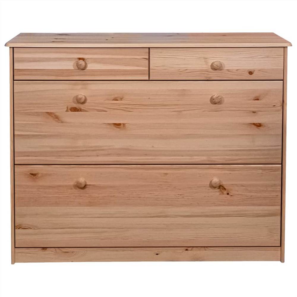 Shoe Cabinet with 2 Flaps 113x35x89 cm Solid Pine Wood