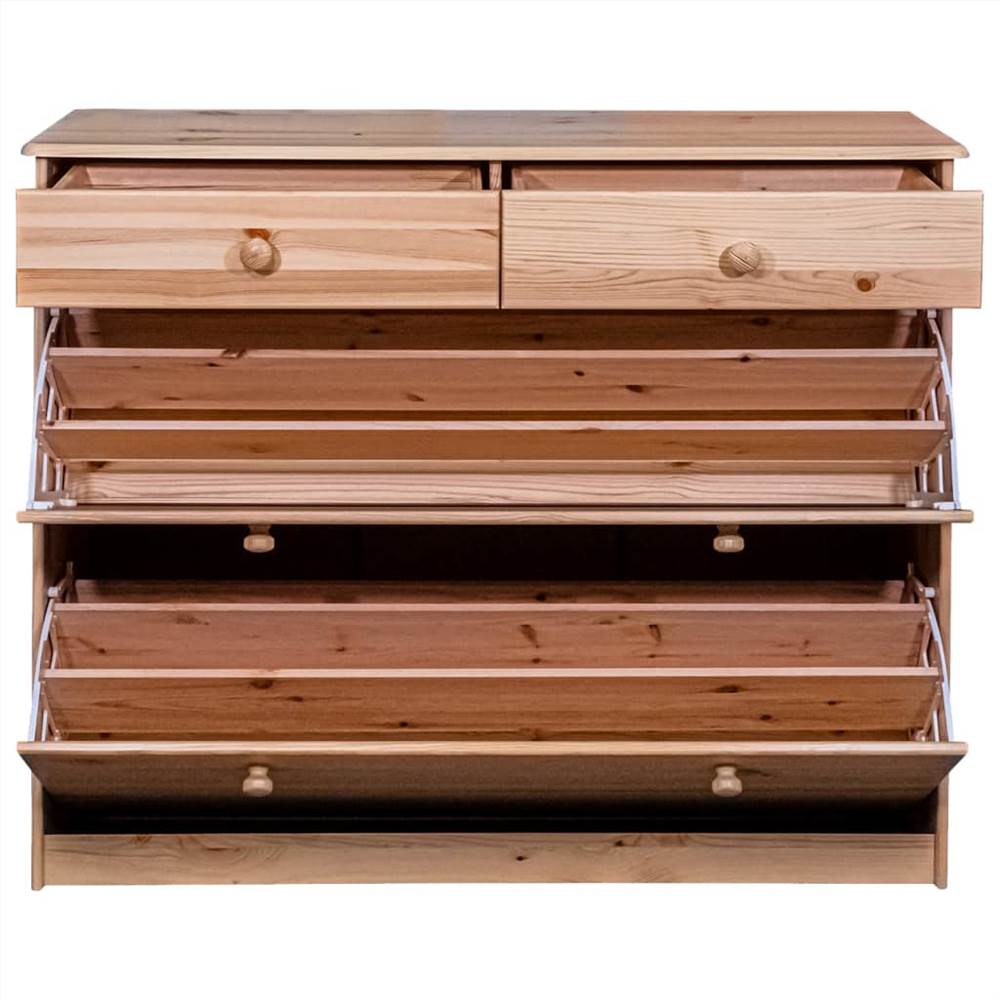 Shoe Cabinet with 2 Flaps 113x35x89 cm Solid Pine Wood
