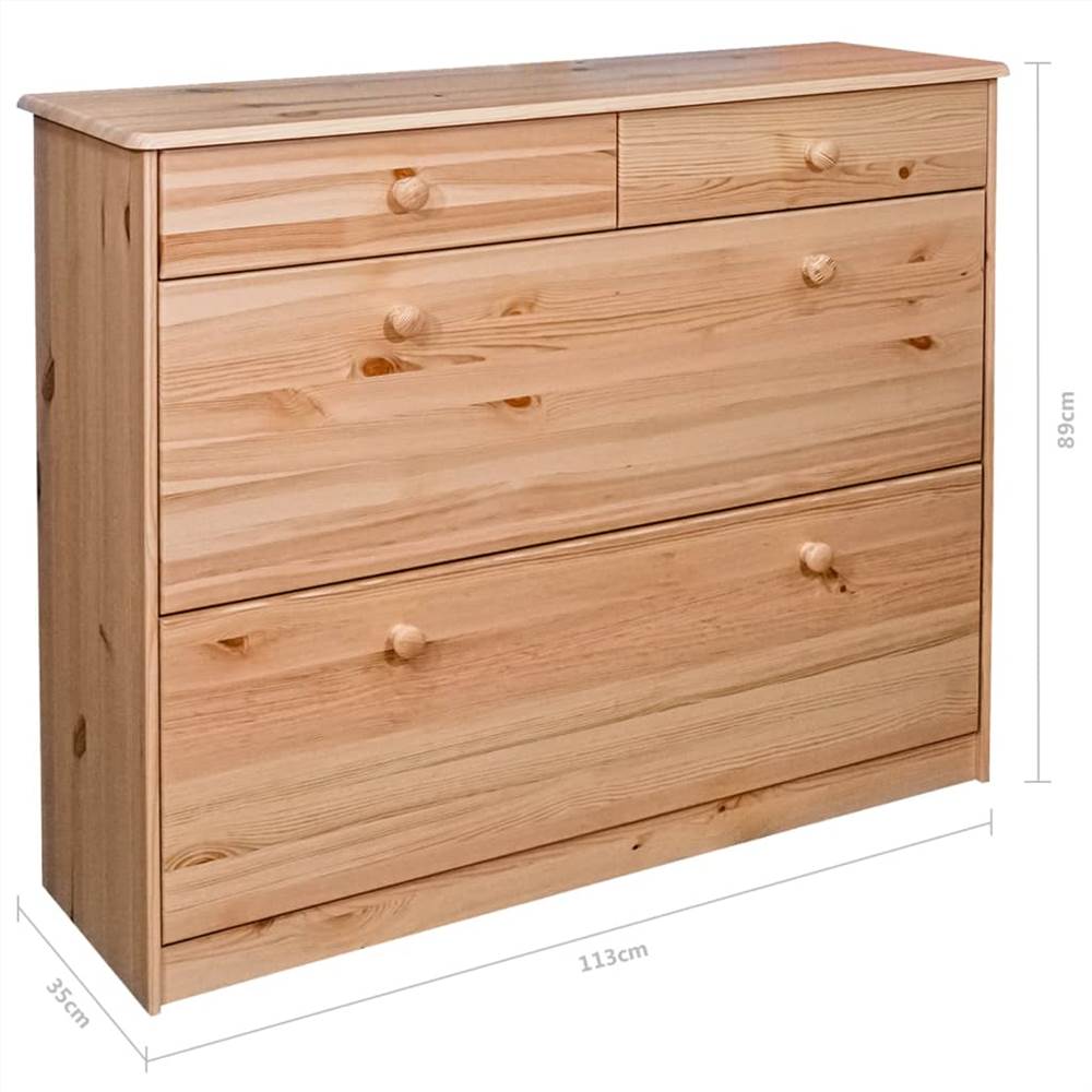 Shoe Cabinet with 2 Flaps 113x35x89 cm Solid Pine Wood
