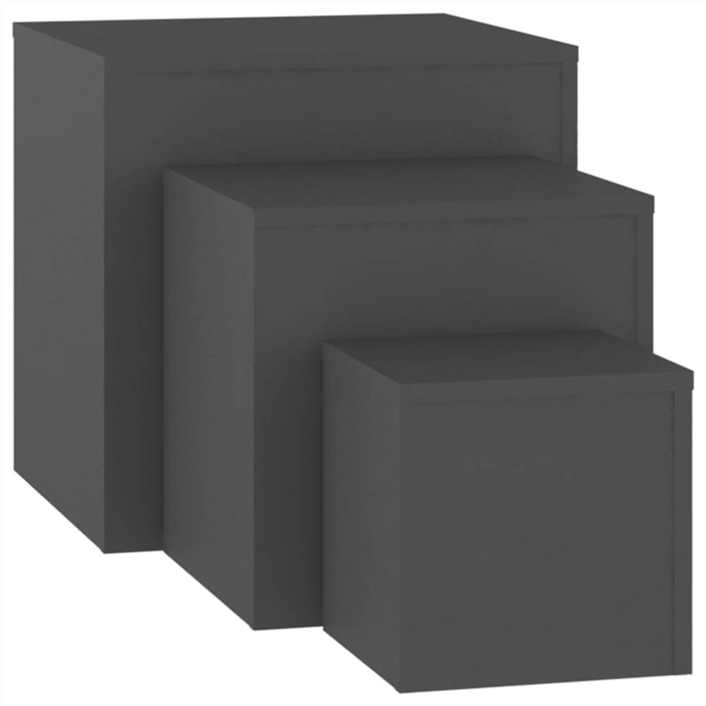 Side Tables 3 pcs Grey Chipboard