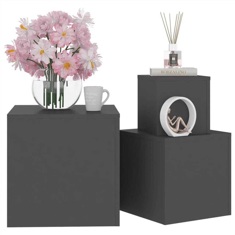 Side Tables 3 pcs Grey Chipboard