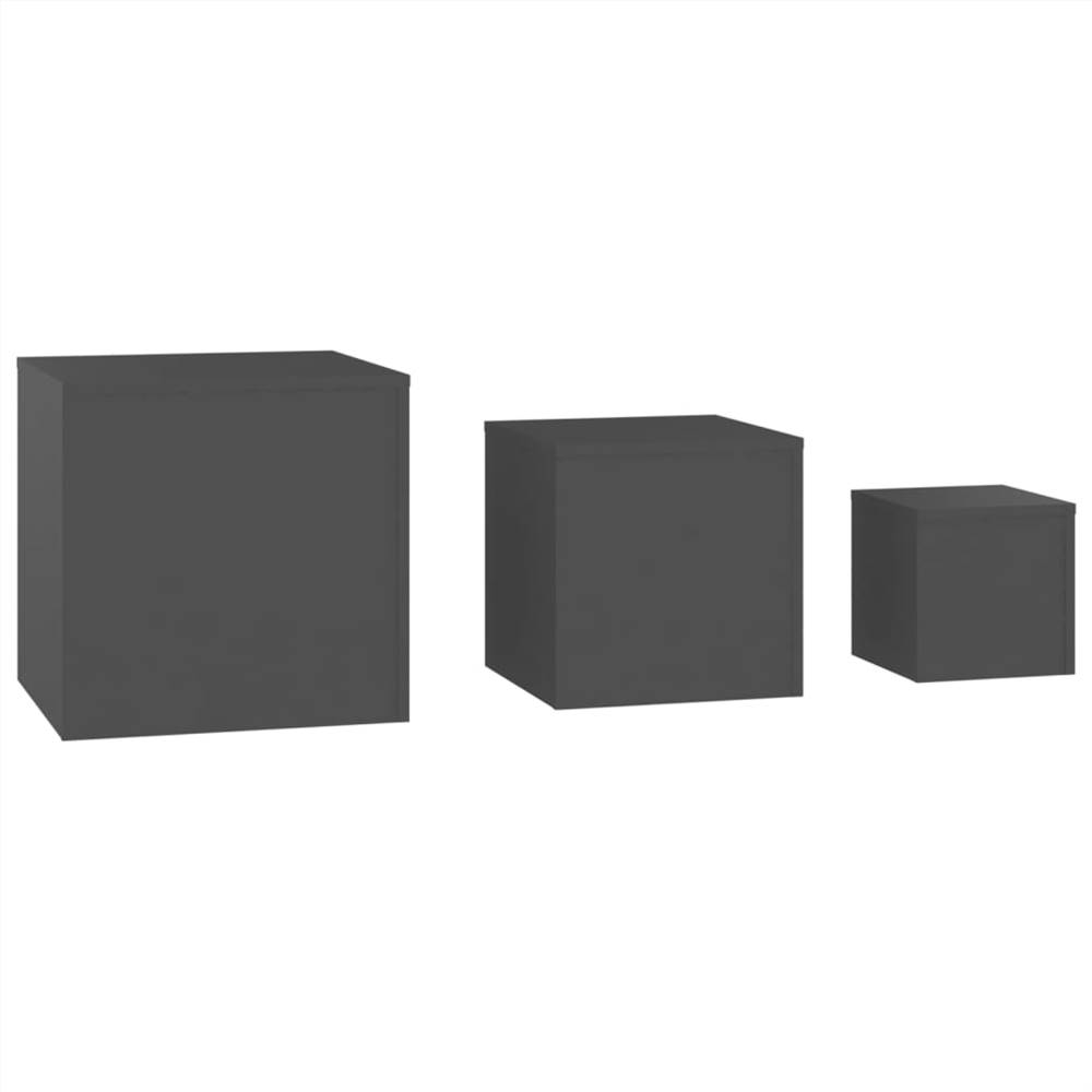 Side Tables 3 pcs Grey Chipboard