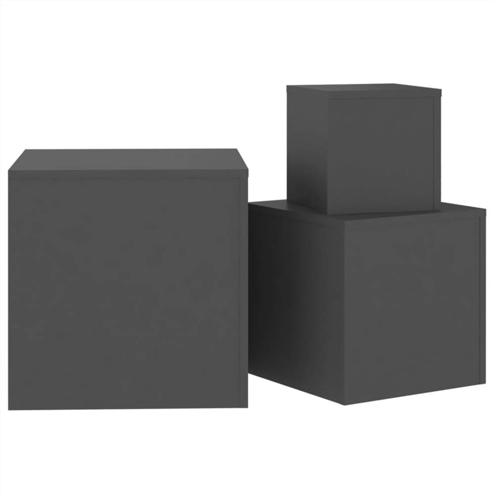 Side Tables 3 pcs Grey Chipboard
