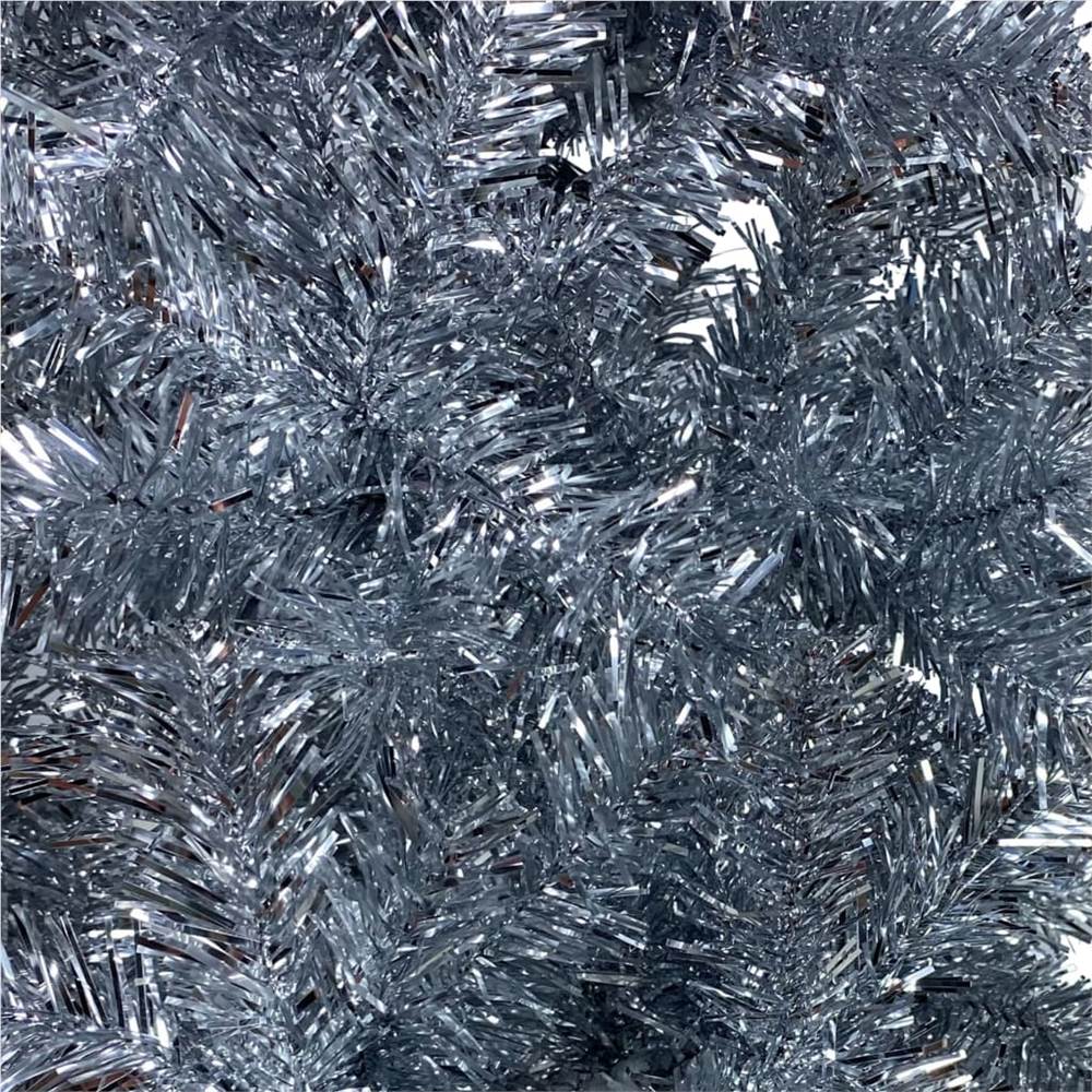 Slim Christmas Tree with LEDs&Ball Set Silver 210 cm