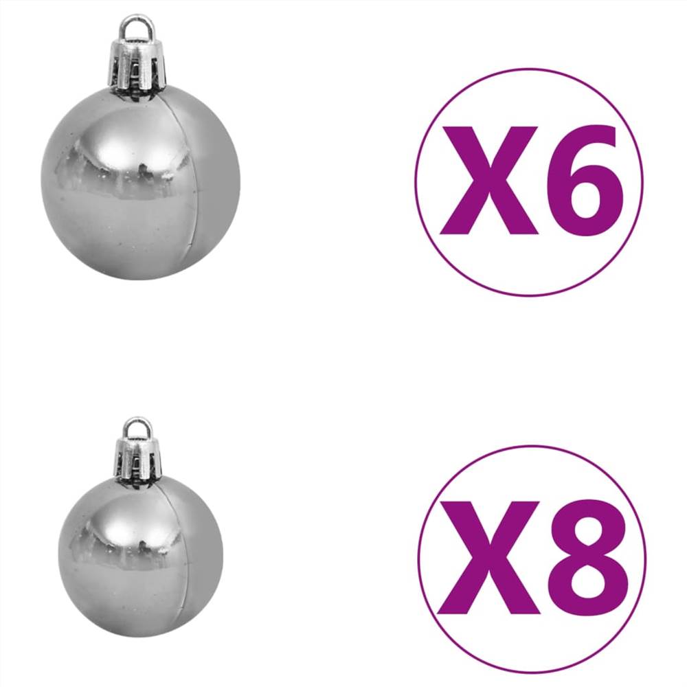 Slim Christmas Tree with LEDs&Ball Set Silver 210 cm