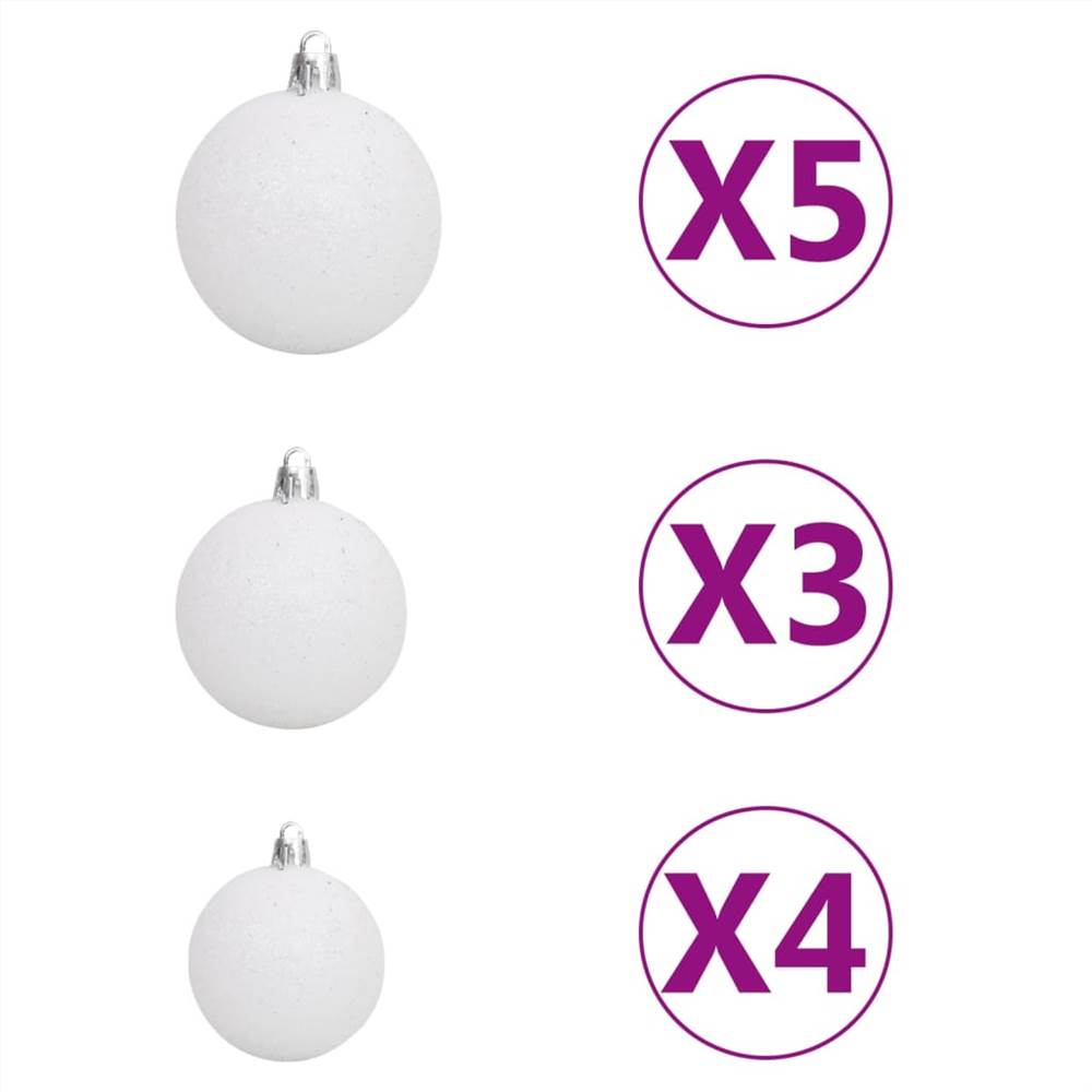 Slim Christmas Tree with LEDs&Ball Set Silver 210 cm