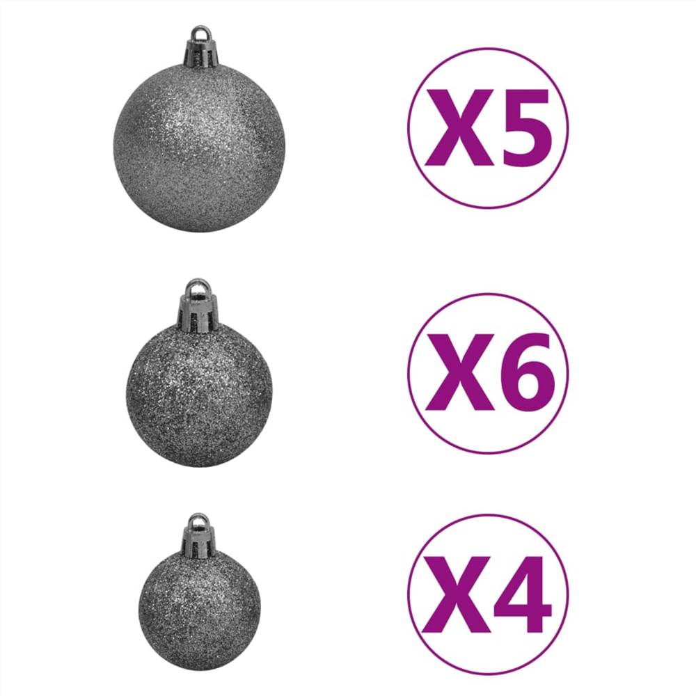 Slim Christmas Tree with LEDs&Ball Set Silver 210 cm