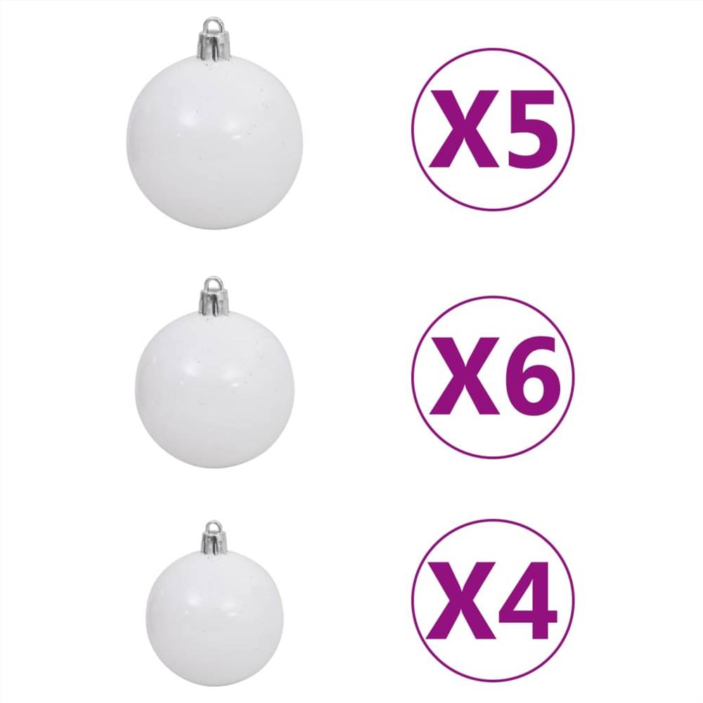 Slim Christmas Tree with LEDs&Ball Set Silver 210 cm
