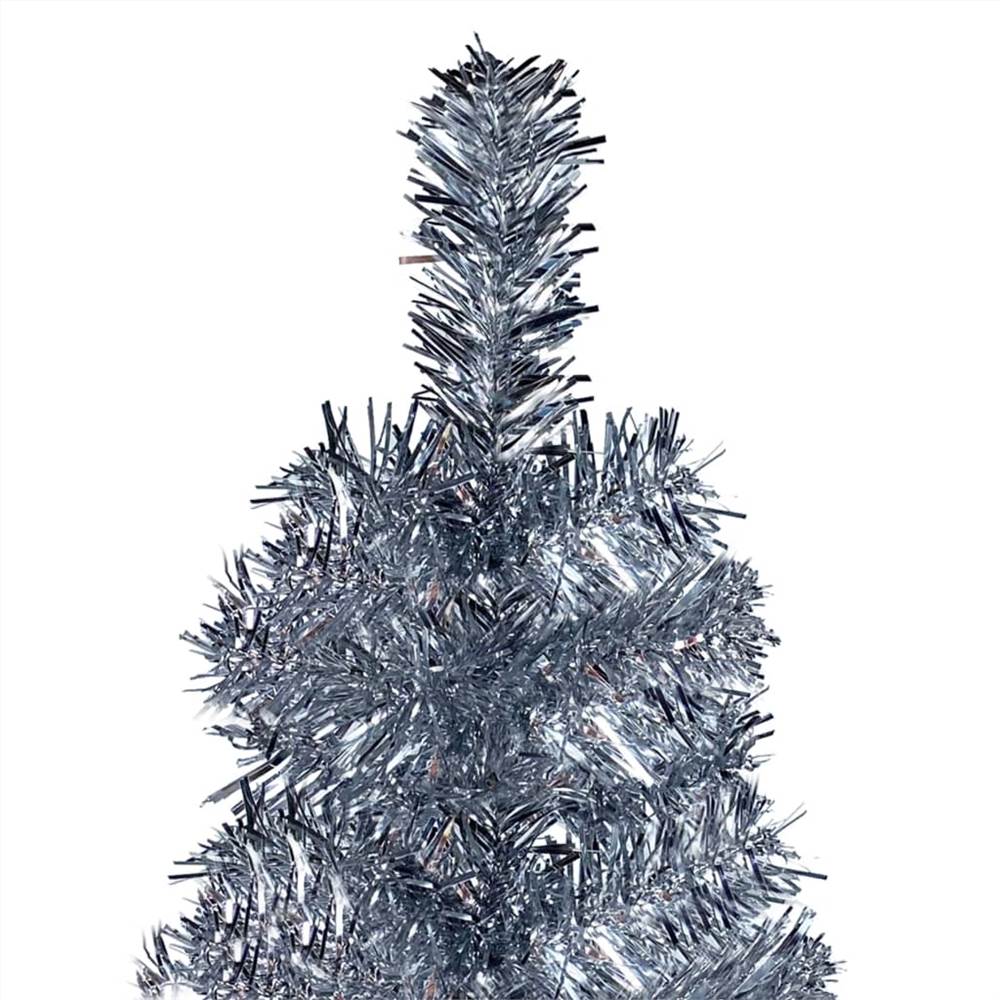Slim Christmas Tree with LEDs&Ball Set Silver 210 cm