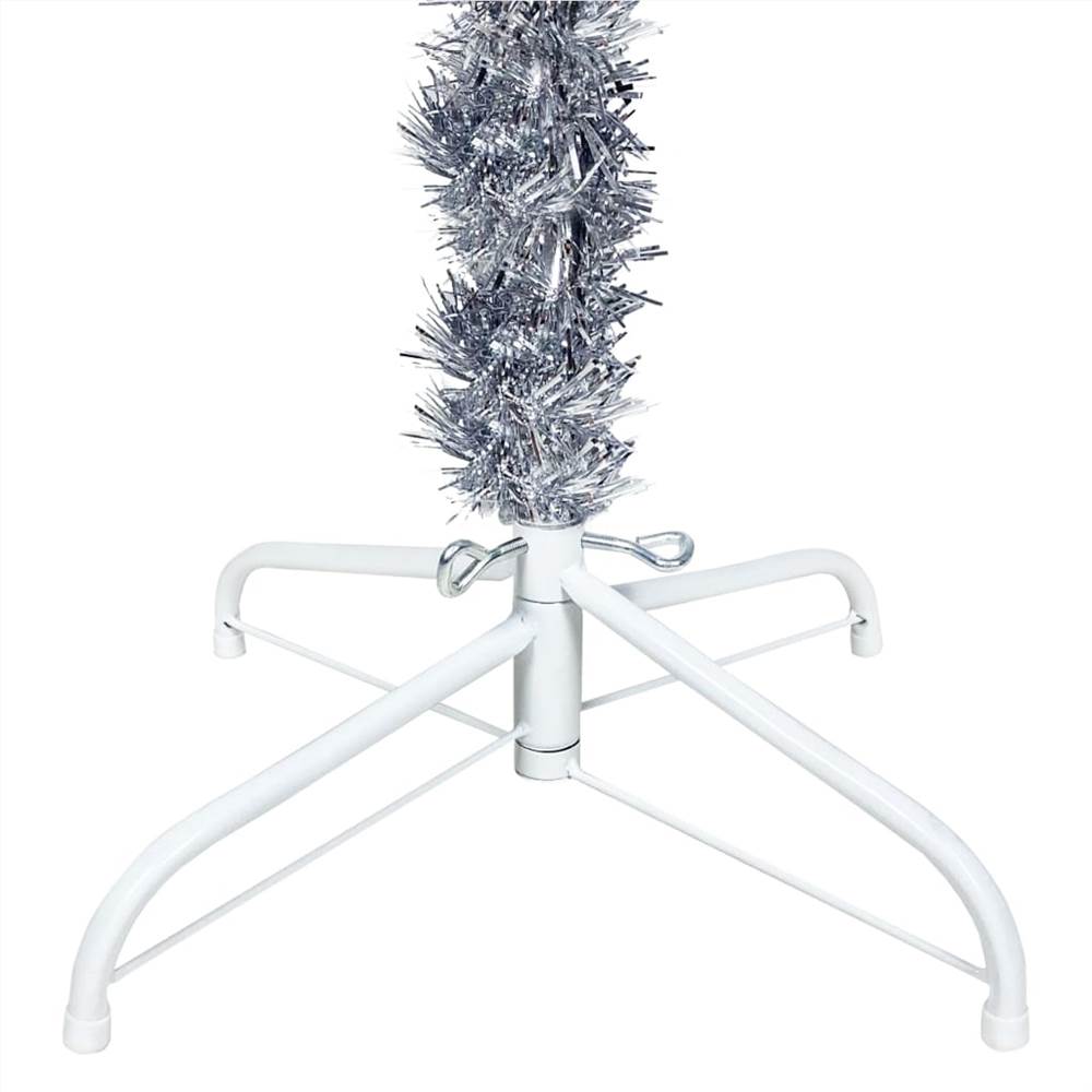 Slim Christmas Tree with LEDs&Ball Set Silver 210 cm