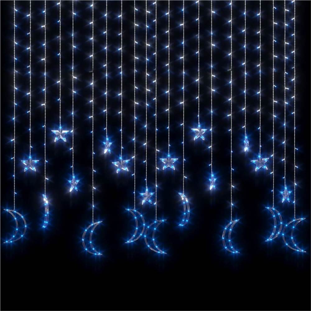 Star and Moon Fairy Lights Remote Control 345 LED Blue
