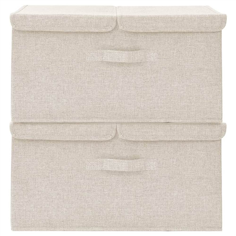 Storage Boxes 2 pcs Fabric 50x30x25 cm Cream