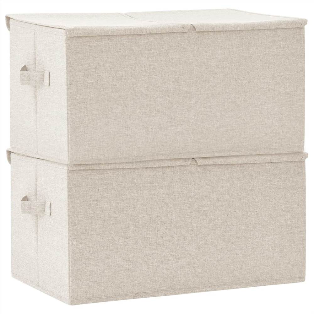 Storage Boxes 2 pcs Fabric 50x30x25 cm Cream