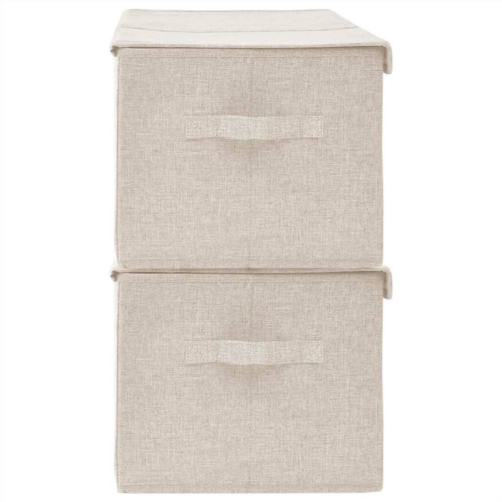 Storage Boxes 2 pcs Fabric 50x30x25 cm Cream