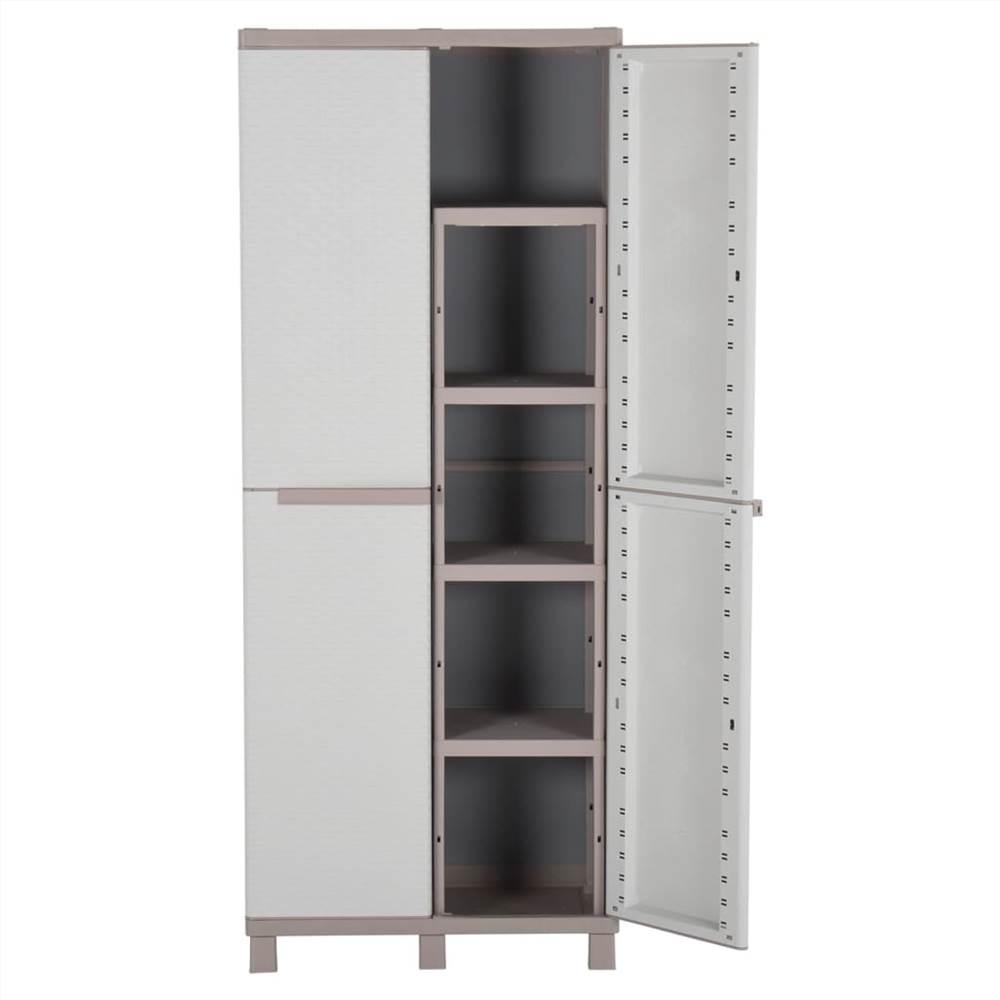 Storage Cabinet with 2 Doors 68x37.5x170 cm Light Grey and Beige