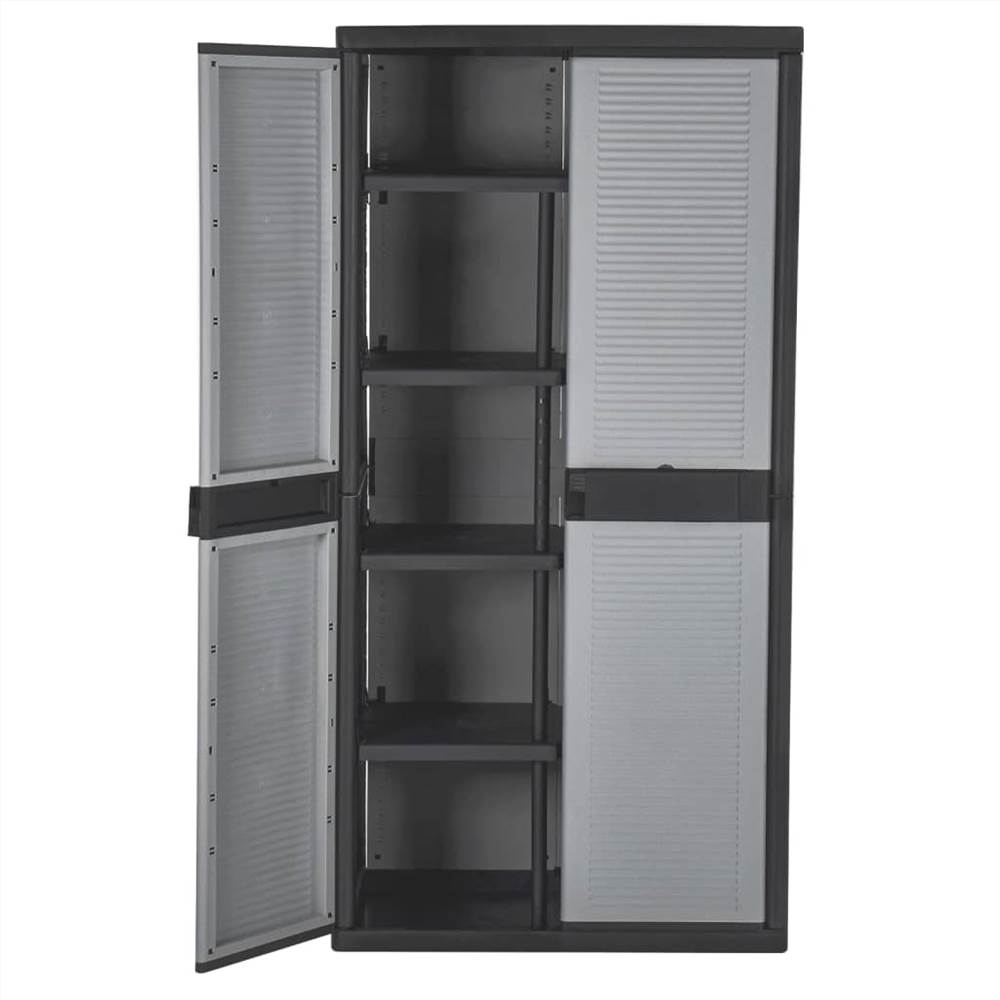 Storage Cabinet with 2 Doors 90x54x180 cm Black and Grey