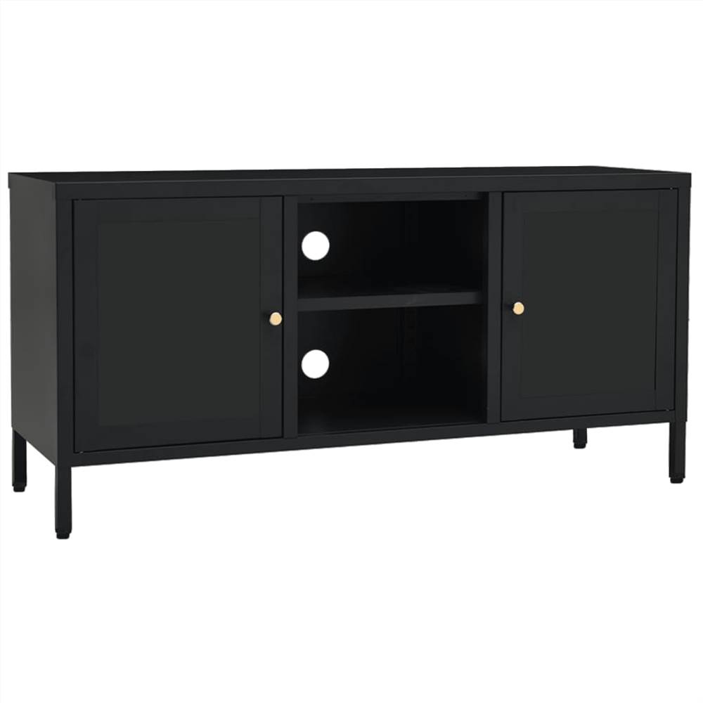 TV Cabinet Black 105x35x52 cm Steel and Glass
