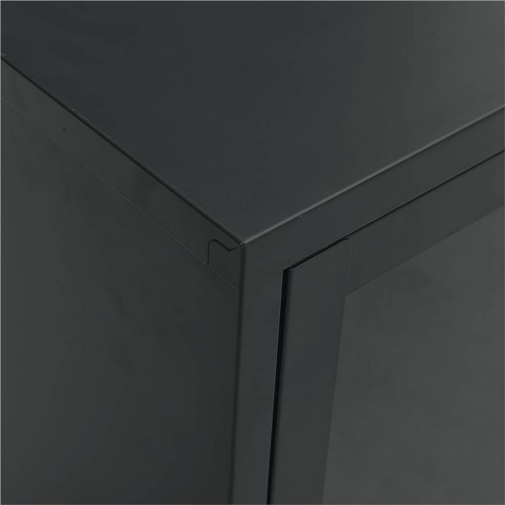 TV Cabinet Black 105x35x52 cm Steel and Glass