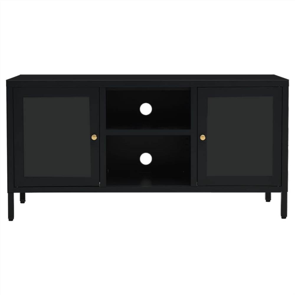 TV Cabinet Black 105x35x52 cm Steel and Glass