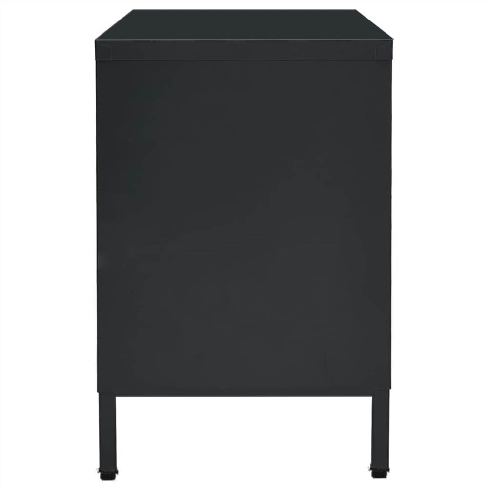 TV Cabinet Black 105x35x52 cm Steel and Glass