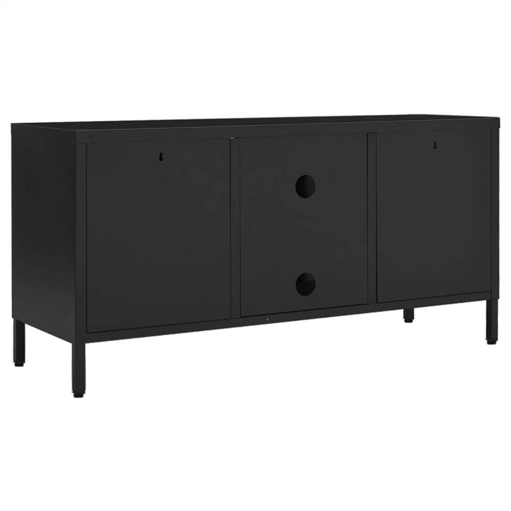 TV Cabinet Black 105x35x52 cm Steel and Glass
